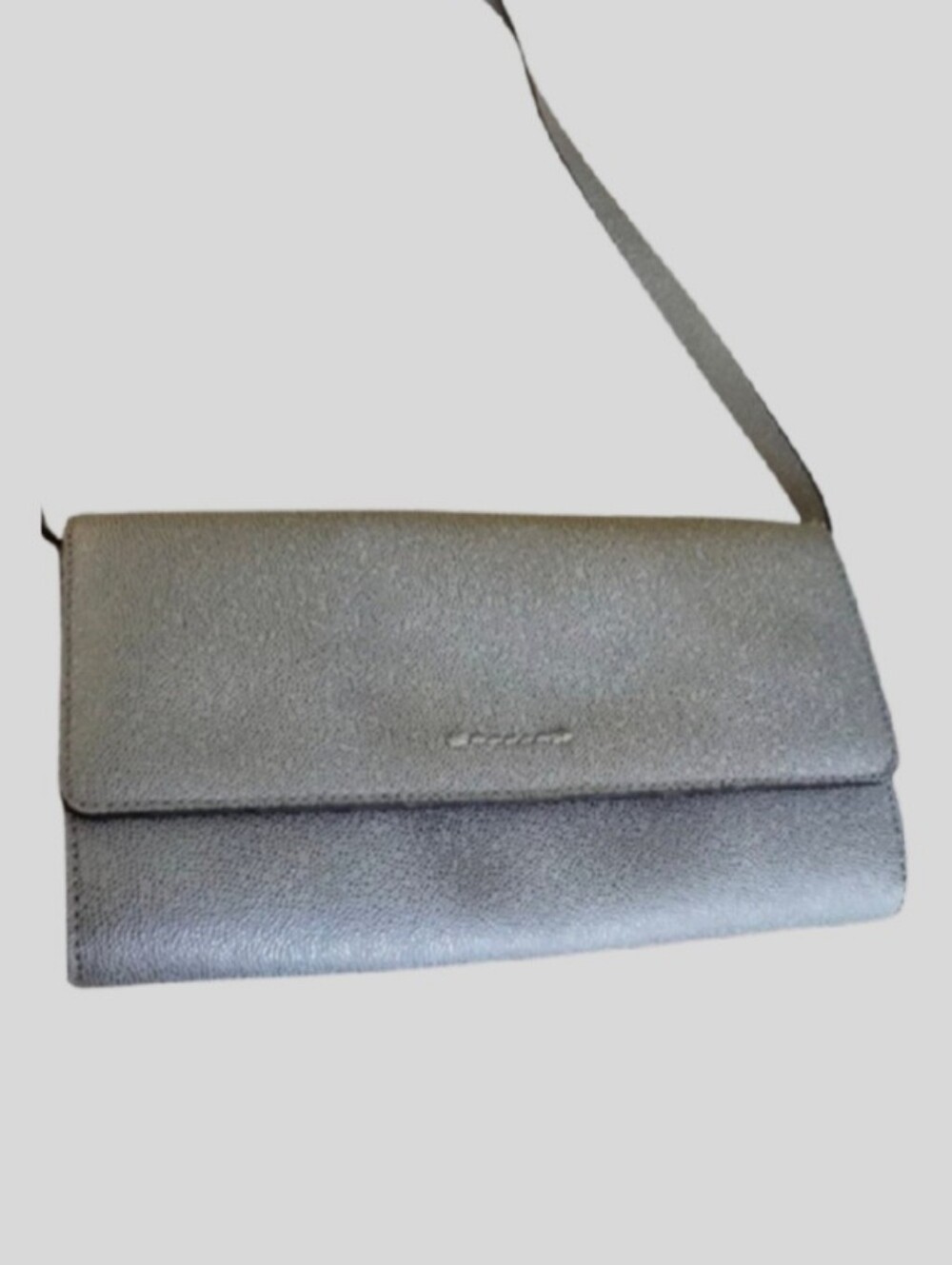 Cole Haan Clutch Metallic Pewter Embossed Leather Wallet-on-chain Crossbody